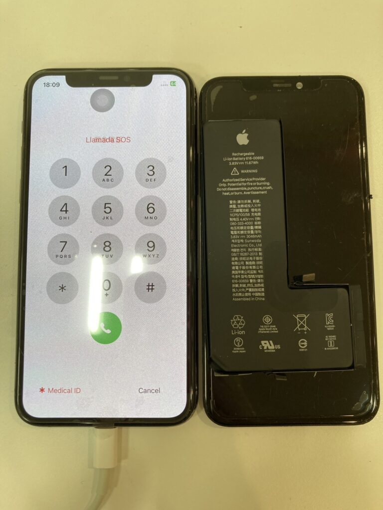 スマップル下関店で水没復旧と画面とバッテリーを交換してデータ普及したiPhone